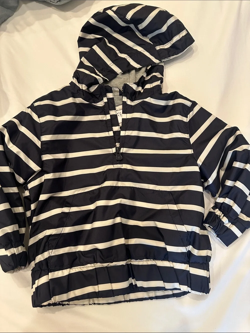 GAP Navy and White Striped Hooded Pullover Jacket